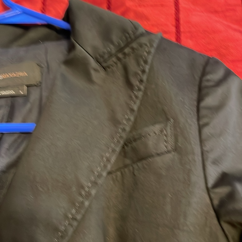 BCBGMAXAZRIA black lined blazor large two welt pockets cotton spandex - Picture 6 of 9